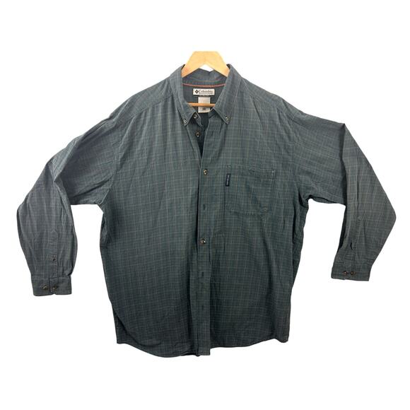 Columbia Plaid Button Down Shirt Men’s 2XT Tall Long Sleeve Green Cotton – Flaws - Picture 1 of 10